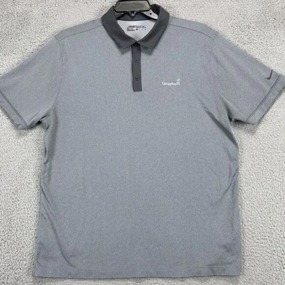 Nike Golf Polo Shirt Adult XL Gray Dri-Fit Golf Athletic Short Sleeve Rugby Mens